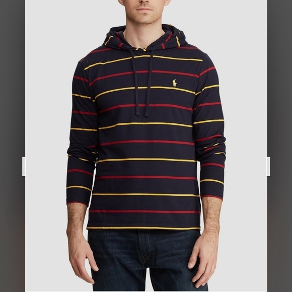 Polo Ralph Lauren Other - Polo Ralph Lauren Striped Cotton Hooded Long-Sleeve Hoodie in Ink Multi Size M